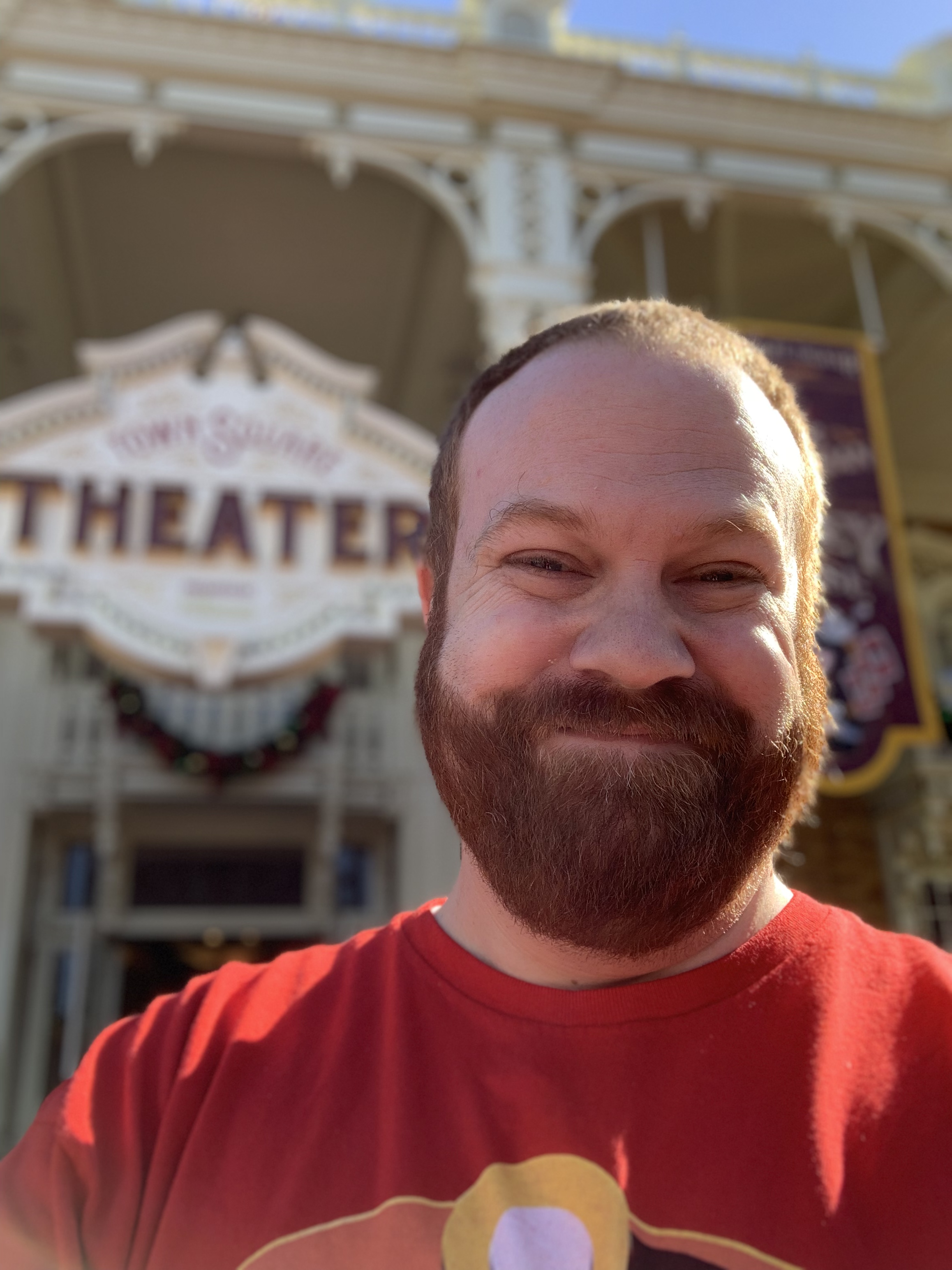 
            Ray Hollister in 2018 standing in front of the Town Square Theater in the Magic Kingdom at Walt Disney World.
            
            