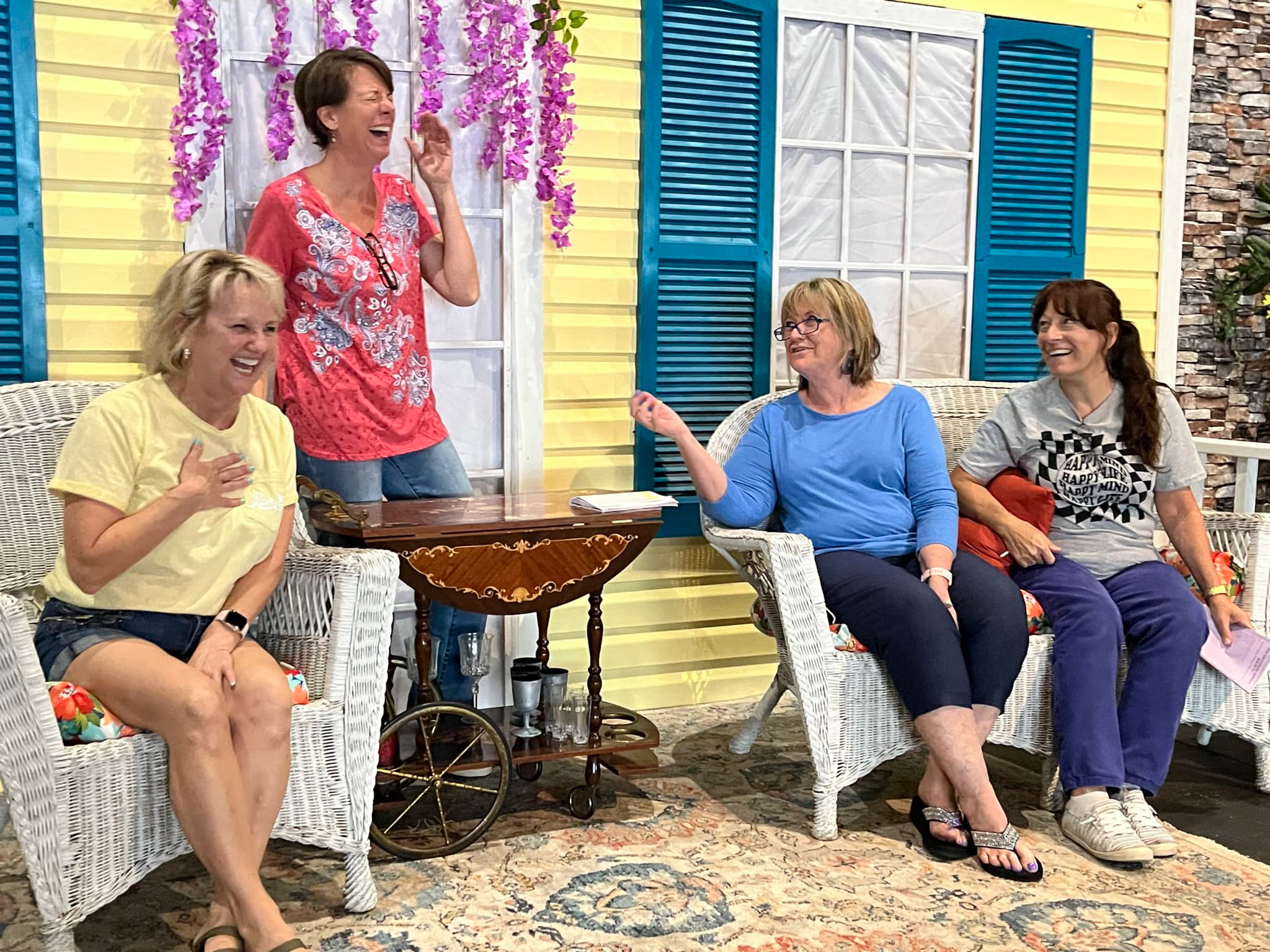 
          Cast of The Savannah Sipping Society during rehearsal: Tammy Bradley, Danya Zimbauer, Theresa Stanley, Tori Ann Smith (left to right)
          
          